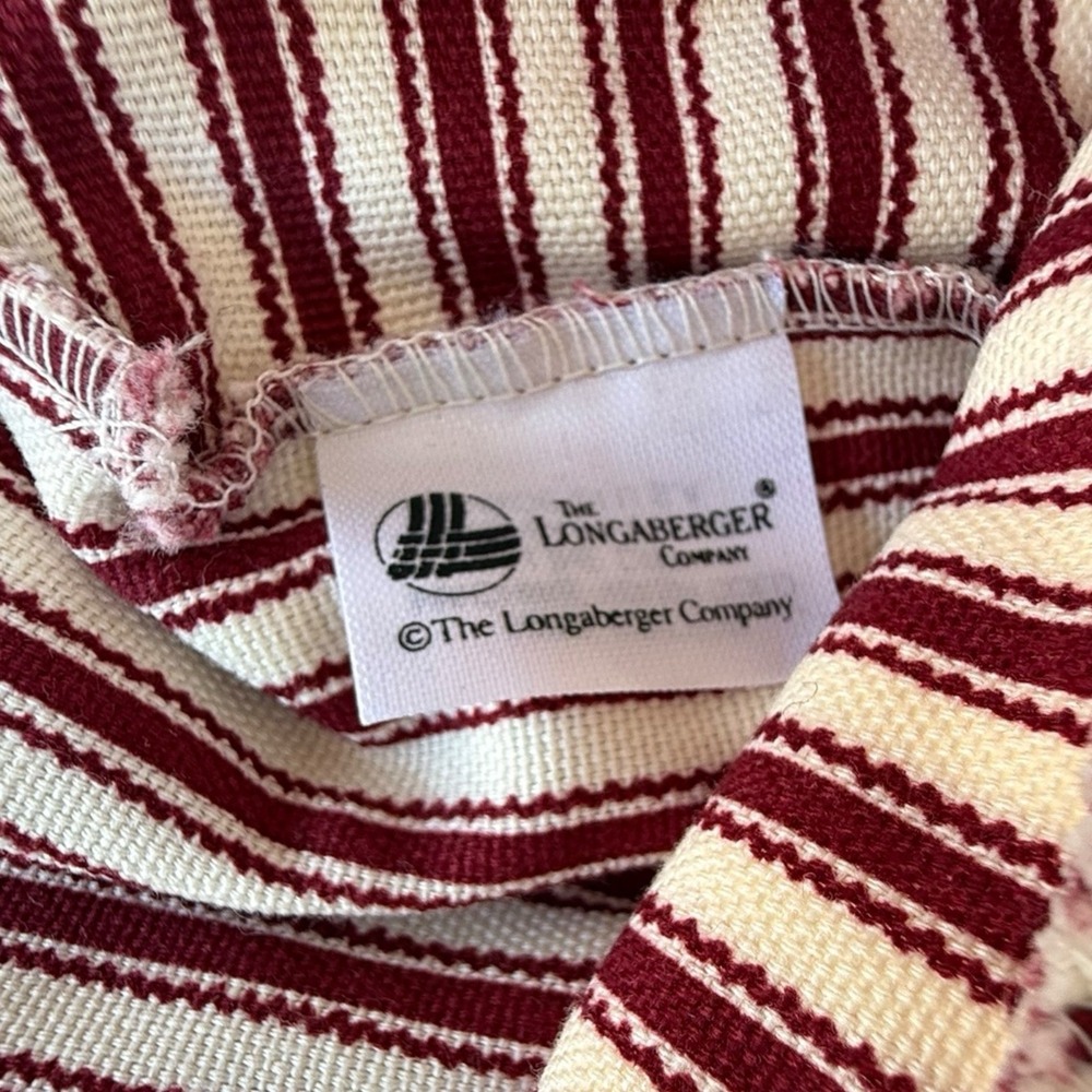 Vintage Longaberger Small Oval Basket Liner Red Cream Ticking Stripe Fabric USA - Picture 4 of 4